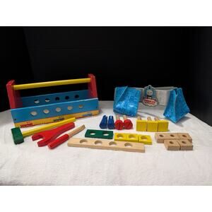 Vintage 2004 Schylling Thomas Tank Engine Wooden Tool Box & Tool Belt